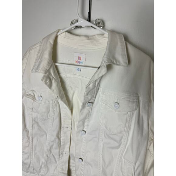 Lularoe White Denim Jean Jacket Unicorn Patch Boxy Stretch Women's XL - Picture 6 of 6